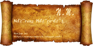 Nánay Ménrót névjegykártya